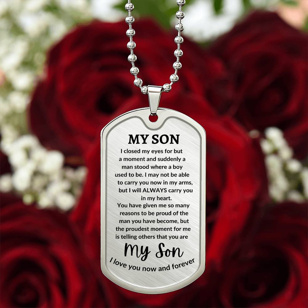 To My Son Engraved Message of Love Necklace