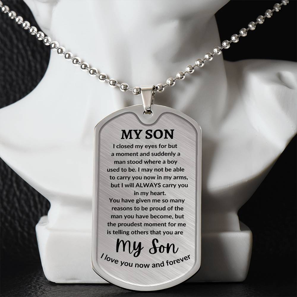 To My Son Engraved Message of Love Necklace