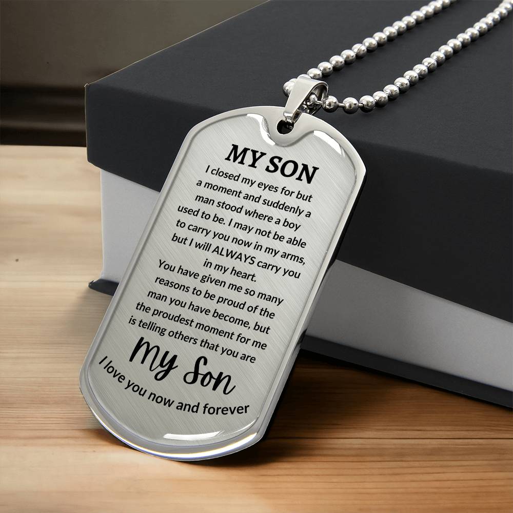 To My Son Engraved Message of Love Necklace