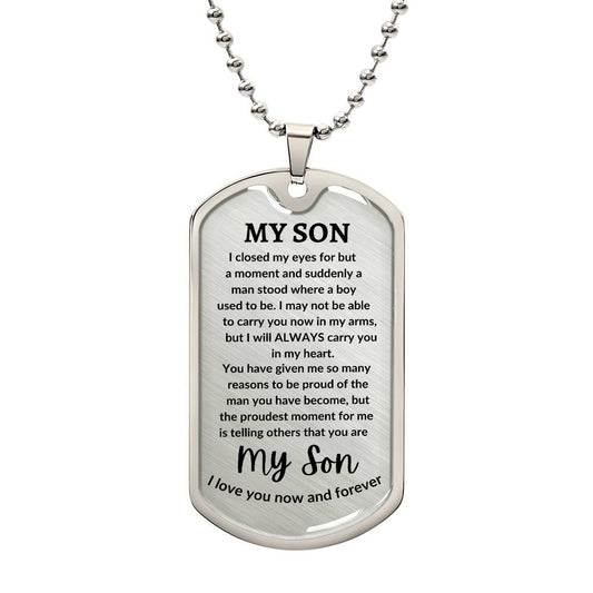 To My Son Engraved Message of Love Necklace