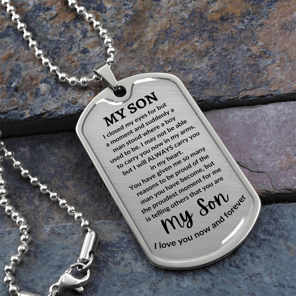 To My Son Engraved Message of Love Necklace