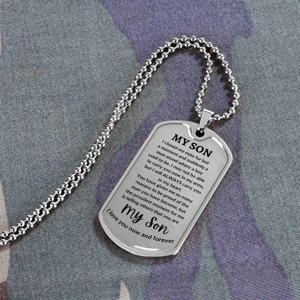 To My Son Engraved Message of Love Necklace