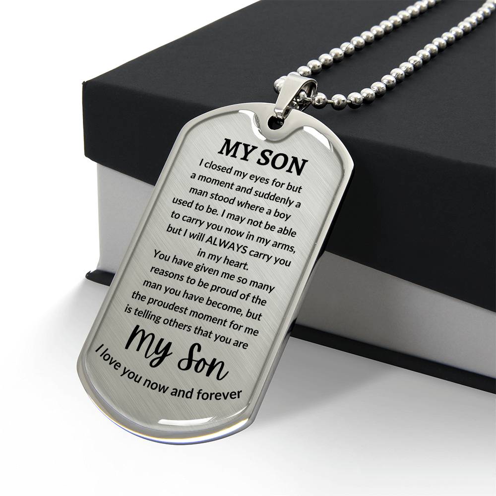 To My Son Engraved Message of Love Necklace