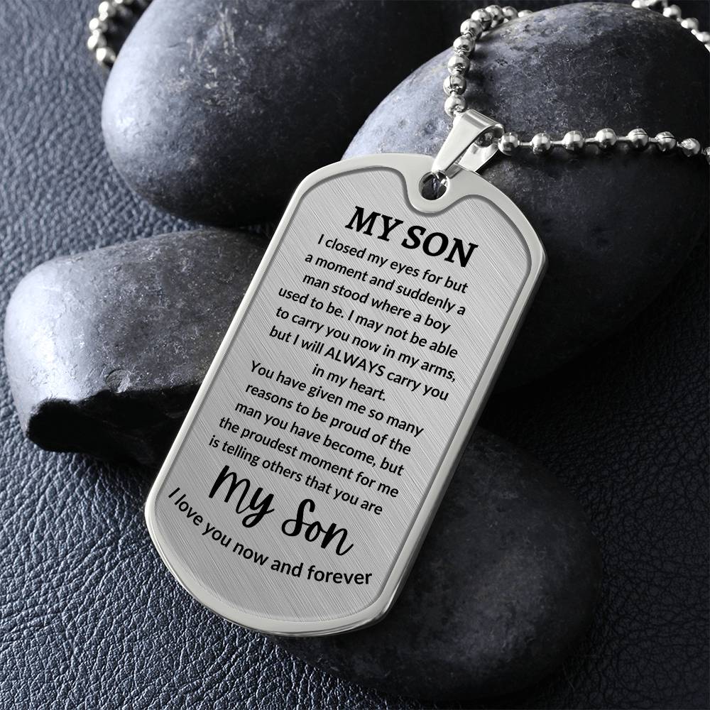 To My Son Engraved Message of Love Necklace