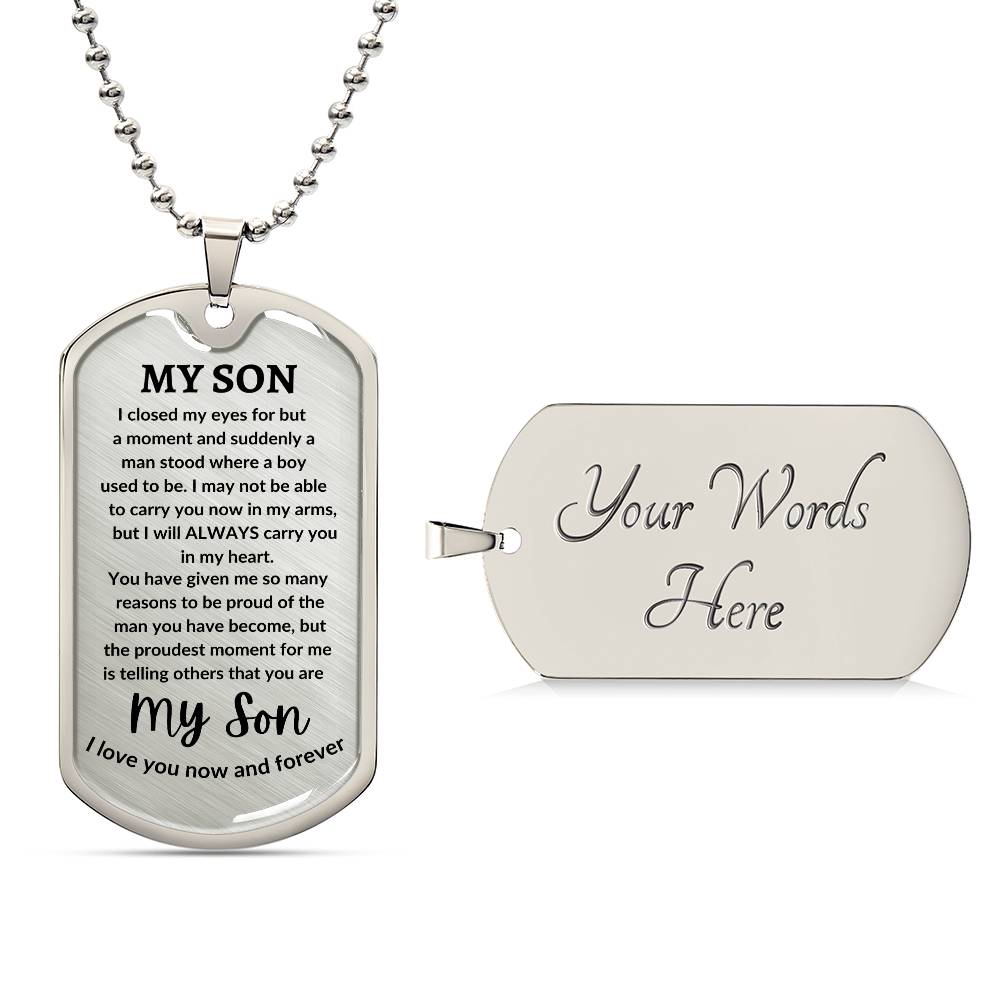 To My Son Engraved Message of Love Necklace