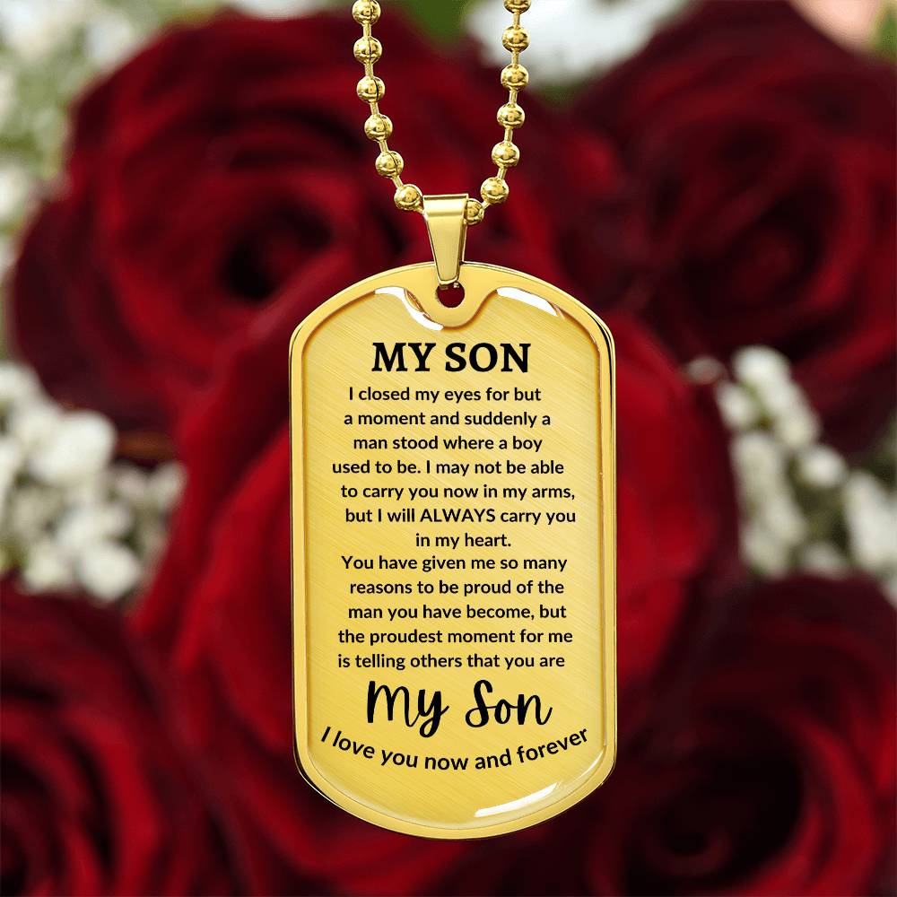 To My Son Engraved Message of Love Necklace