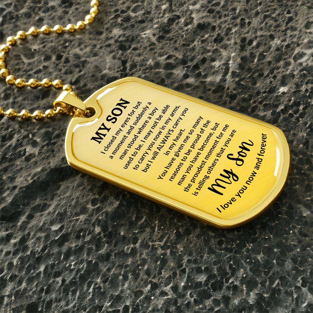 To My Son Engraved Message of Love Necklace