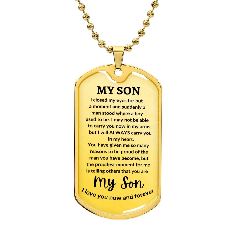 To My Son Engraved Message of Love Necklace