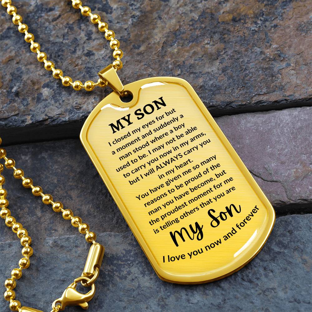 To My Son Engraved Message of Love Necklace