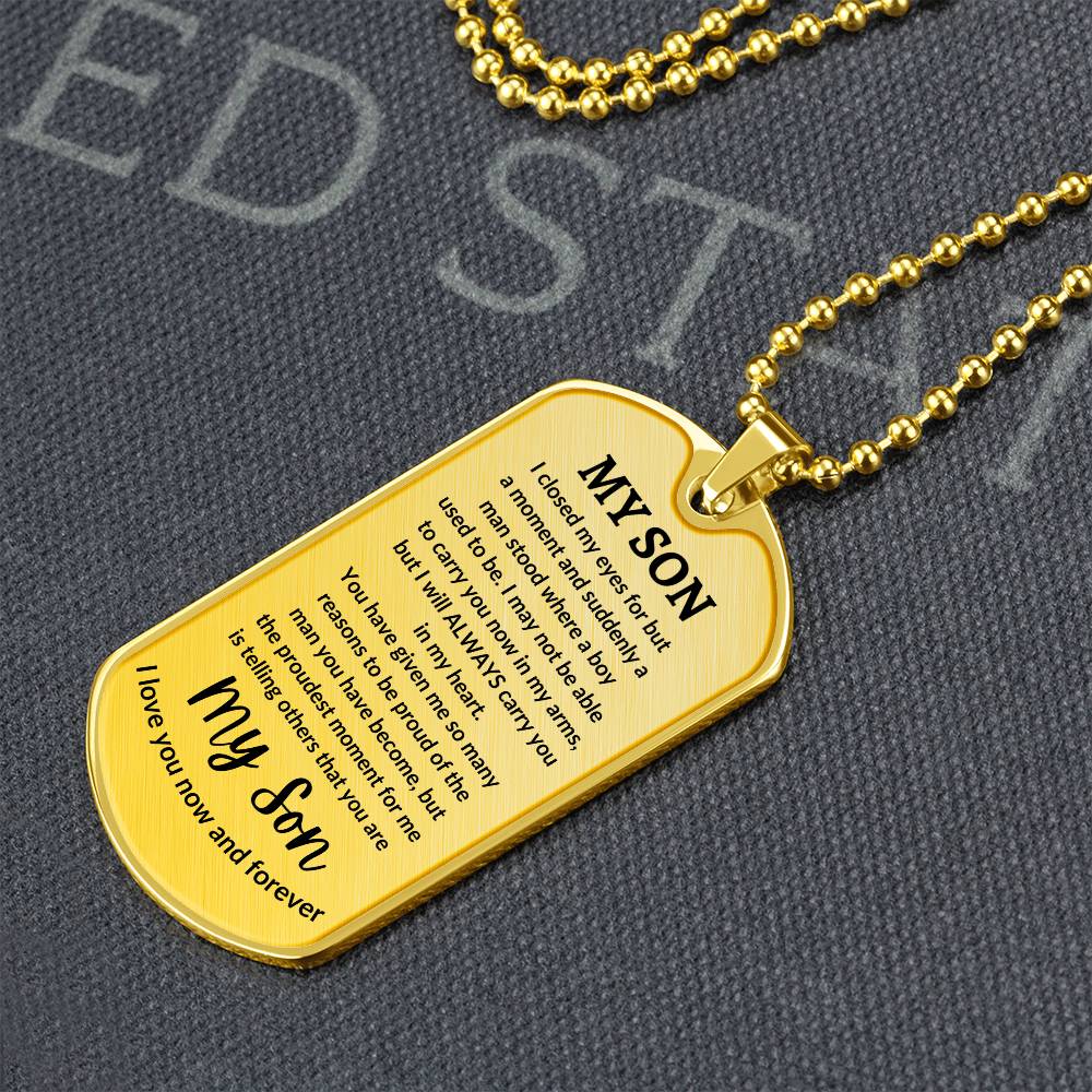 To My Son Engraved Message of Love Necklace