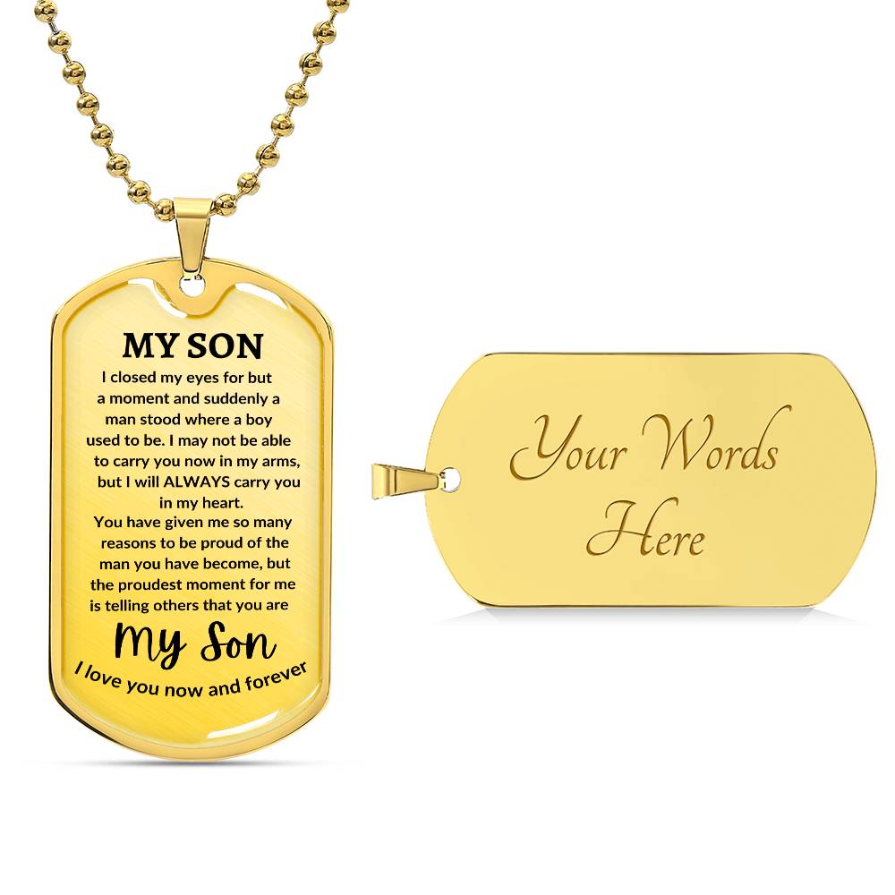 To My Son Engraved Message of Love Necklace