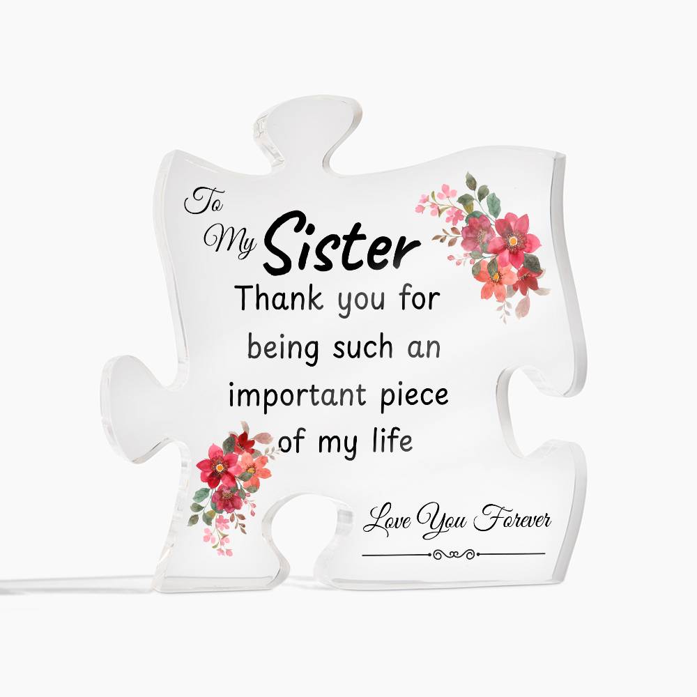 Gifts for sister. Acrylic Puzzle-shaped Plaque Desk Decorations-Sisters, Brothers, Family-Member Acrylic. Suitable For Birthday, Christmas, Wedding.